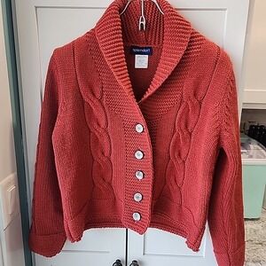 Splendor Womens 50% Wool Cardigan Burnt Orange Sz M